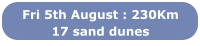 Fri 5th August : 230Km 17 sand dunes